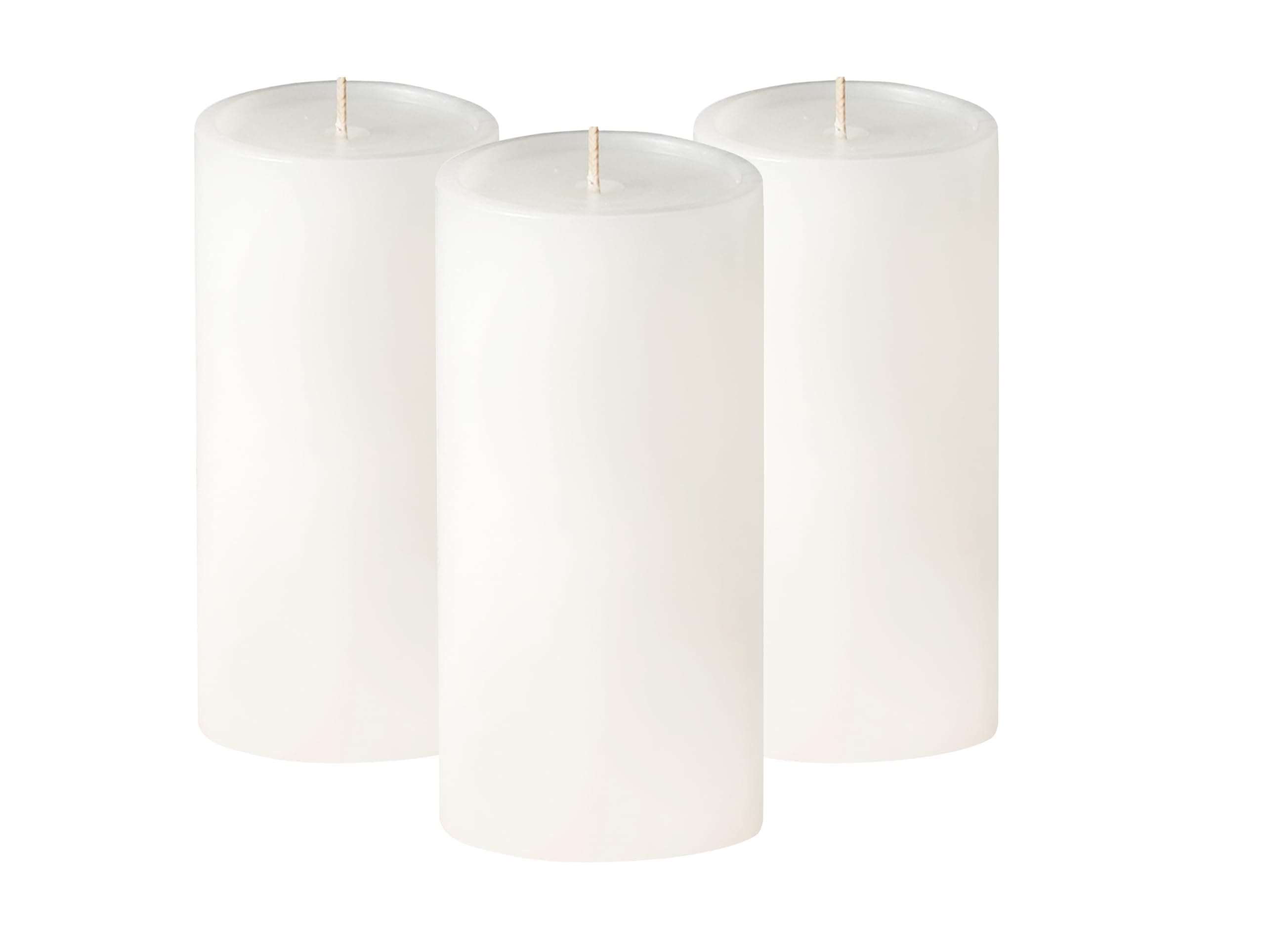 Simply Soson 3-Pack 3x6 Inch Unscented White Pillar Candles, Dripless, Perfect for Weddings, Parties & Home Decor