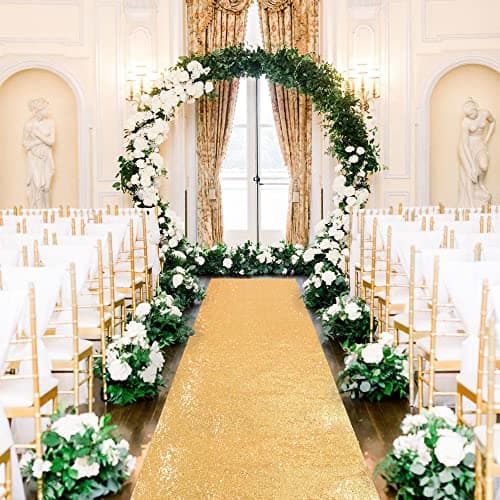 Gold Sequin Aisle Runner for Christmas Wedding Ceremony Indoor Parties