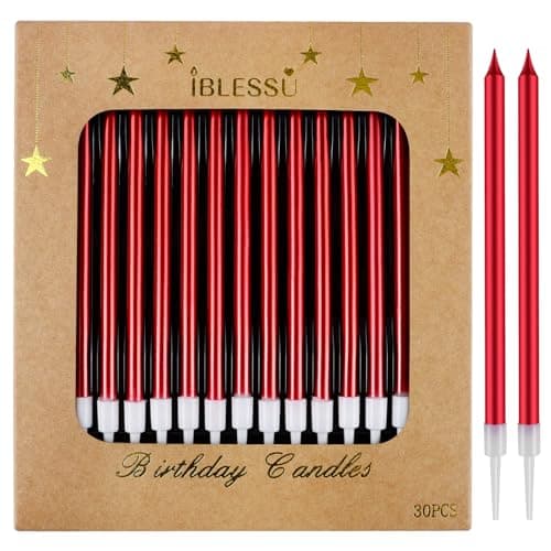 30 Pcs Long Birthday Candles - Champagne Gold, Tall & Perfect for Weddings & Partys