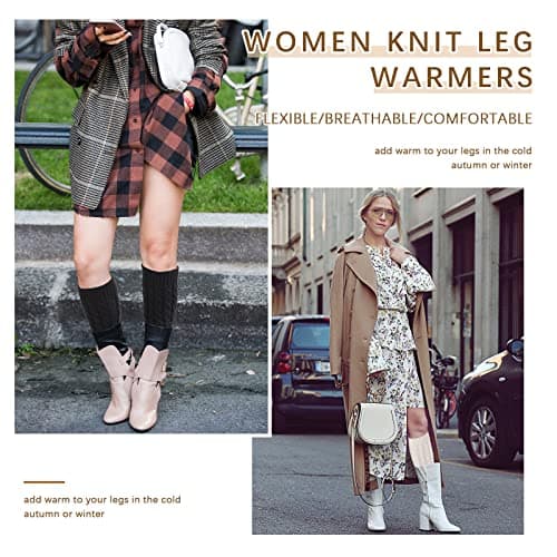 Satinior Women's Cable Knit Leg Warmers Winter Knee Stockings Cuffs
