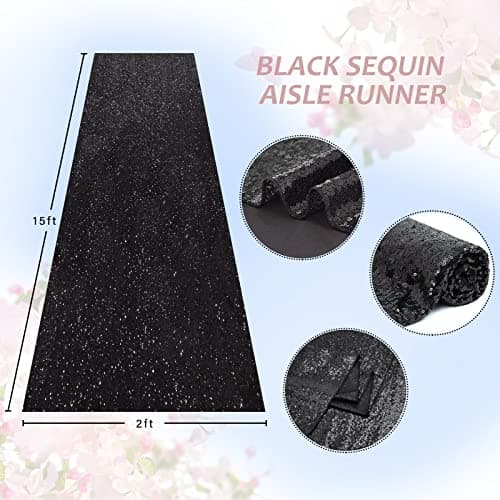 Black Sequin Aisle Runner for Prom and Party