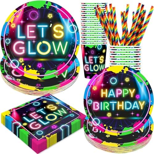 Spa Birthday Party Decorations, 120PCs Disposable Tableware | Relaxing Supplies for 24 Guests