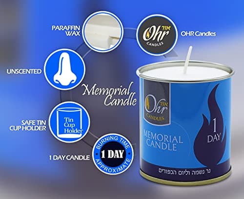 24-Hour Kosher Yahrzeit Candle for Memorial Day (Pack of 48)