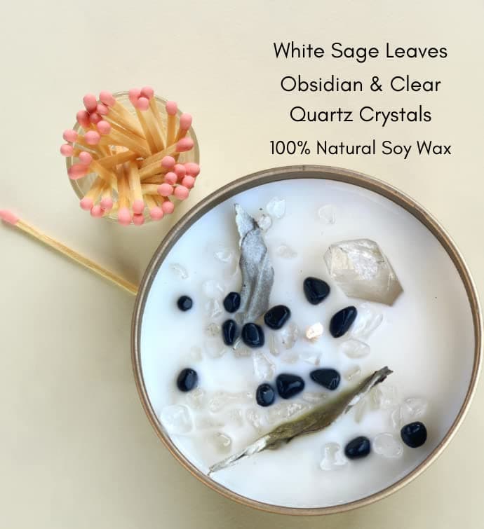 White Sage & Citrus Smudge Candle (9 oz, Natural Soy Wax)
