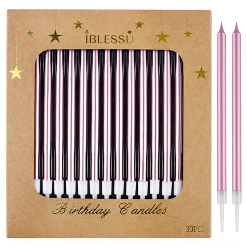 30 Pcs Long Birthday Candles - Champagne Gold, Tall & Perfect for Weddings & Partys