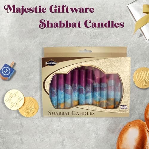 Safed 12-Pack Harmony Violet Shabbat Candles - Dripless & Traditional (SC-SHHR-V)