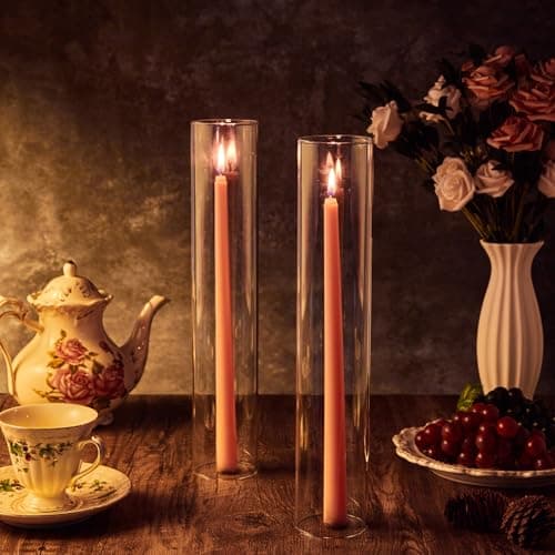 Hurricane Glass Candle Holders - 6 Pcs 2.5" W x 14" H