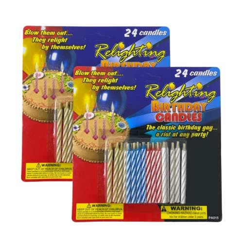 Kole Imports Relighting Birthday Candles - Colorful & Sparkling for Parties - 24 Count x 2 Pack