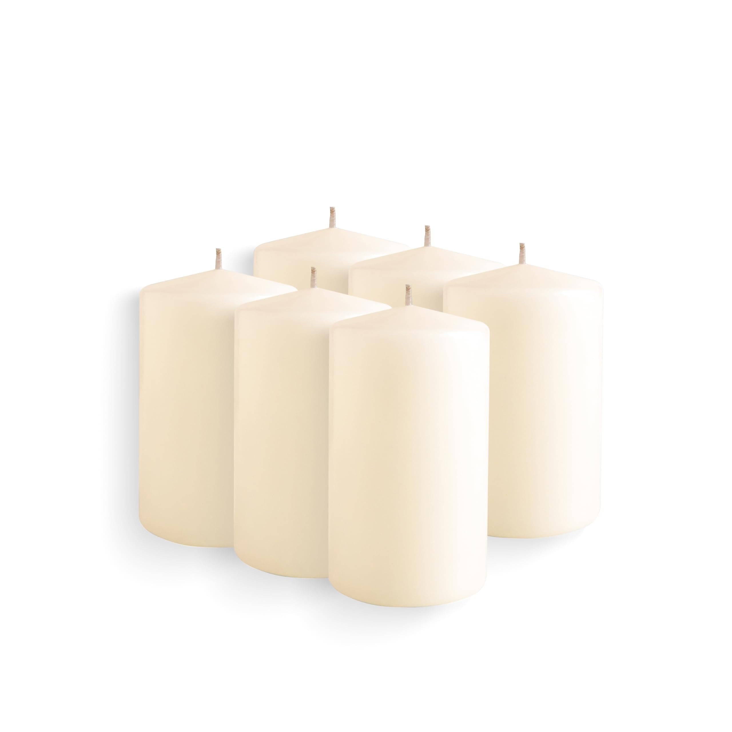 6 Pack 2.5x4 Inch Ivory Pillar Candles, Emergency Tall Wax Unscented Candles