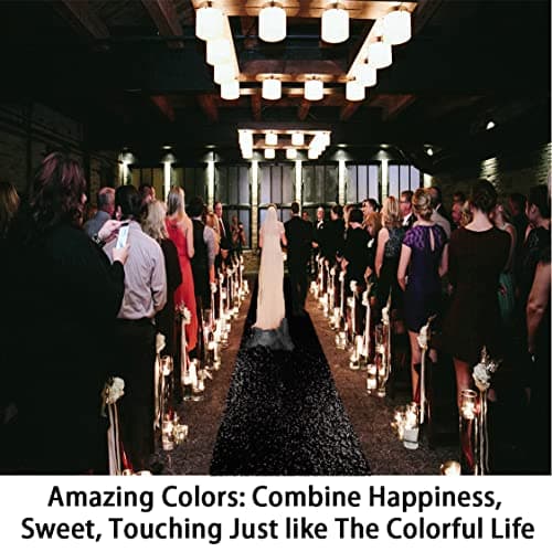 Sparkle Sequin Aisle Runner for Weddings (3FTx15FT, Black)