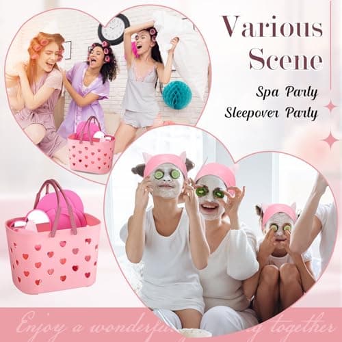 Pickmesh 8 Set Spa Party Supplies Pink Basket Heart Mirror Hair Accessories Birthday Gift