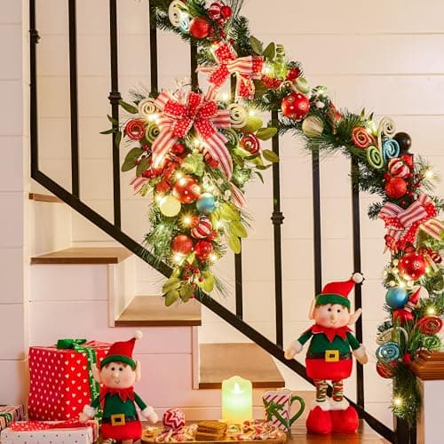 Valery Madelyn 24 Inch Elf Red Green LED Outdoor Swag Decoration