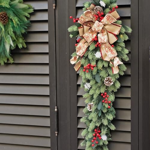 36 Inch Natural Pine Teardrop Swag Wreath for Holiday Décor
