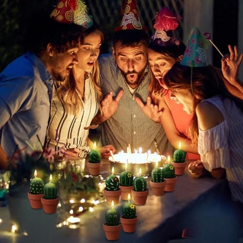 Shihanee 24 Pack Succulent Candles - Cactus Candles for Baby Shower, Birthday, Wedding Party Favors