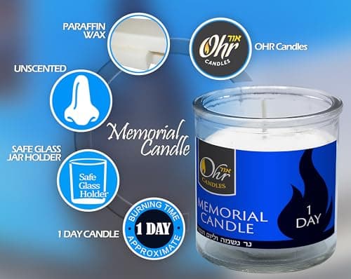 OHR Yahrzeit Memorial Candle - 24 Hour Glass Tumbler Pack