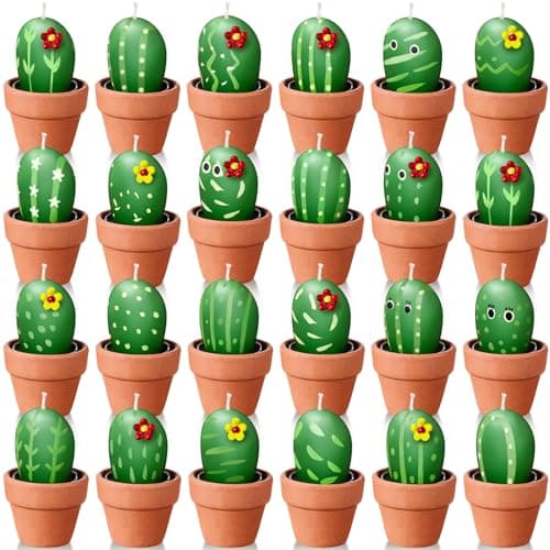 Shihanee 24 Pack Succulent Candles - Cactus Candles for Baby Shower, Birthday, Wedding Party Favors