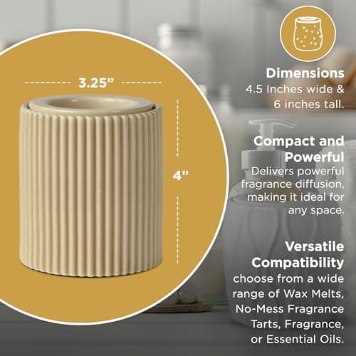 ScenTrio Ceramic Wax Warmer - Personalized Timer, Temperature Control - Home, Office - Taupe