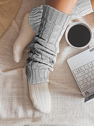 Geyoga Women's Long Winter Leg Warmers Cable Knit Boot Socks