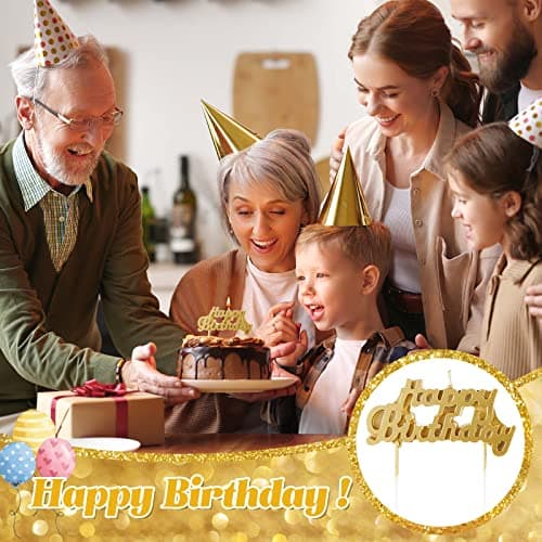 MTLEE Gold Happy Birthday Thin Spiral Candles Topper for Cake Decoration Party Supplies
