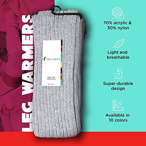 Foot Traffic Women's Super Long Grey Cable-Knit Leg Warmers