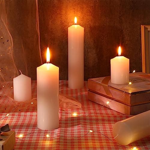 Bulk Set of 36 Long Burning Pillar Candles for Wedding, Party, and Home Use