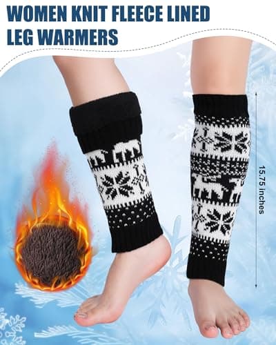 Winter Fleece Lined Leg Warmer for Women - Vintage Long Socks