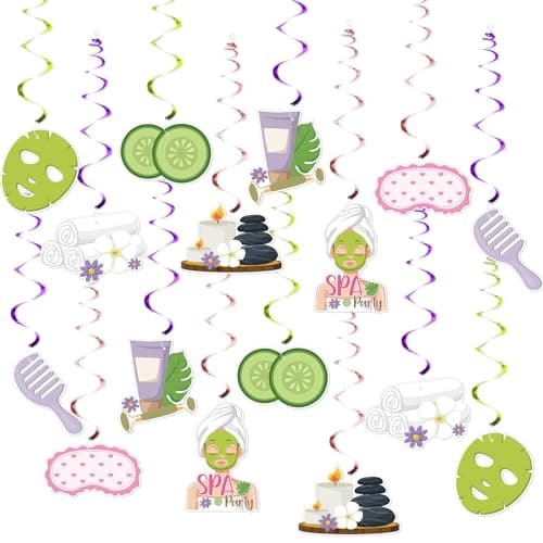 Spa-Themed Hanging Swirls for Girls' Birthday Decorations 16Pcs