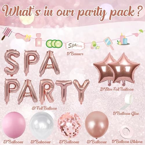 Rose Gold Spa Balloon Banner for Girls' Birthday Party Decorations