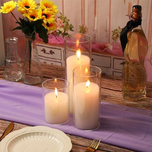 Shihanee 6 Sets Pillar Candles and Glass Cylinder Vases for Wedding Centerpieces