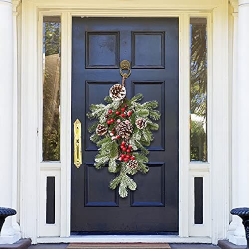 2Pcs Artificial Greenery Swag with Berry Pine Cone for Christmas Décor