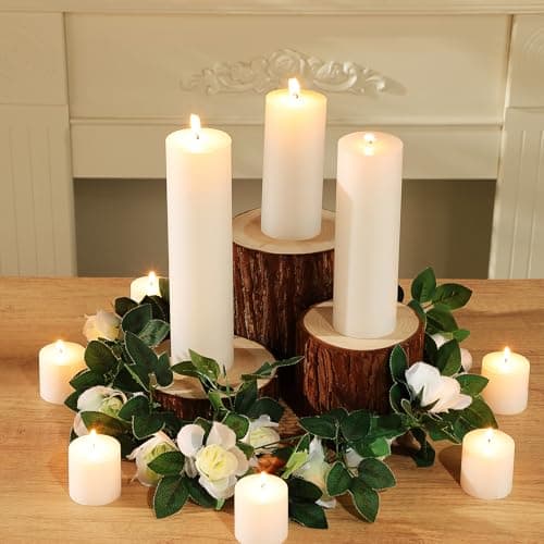 Shihanee 54 Pcs White Pillar Candle Bulk Set for Home Decor