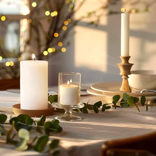 3 Packs 2.8x6 Inch White Pillar Candles, Unscented - 70 Hour Burn Time