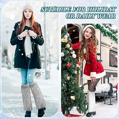 Vicenpal Soft Faux Fur Leg Warmers - Women's Winter Festival Wear