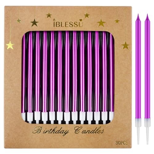 30 Pcs Long Birthday Candles - Champagne Gold, Tall & Perfect for Weddings & Partys