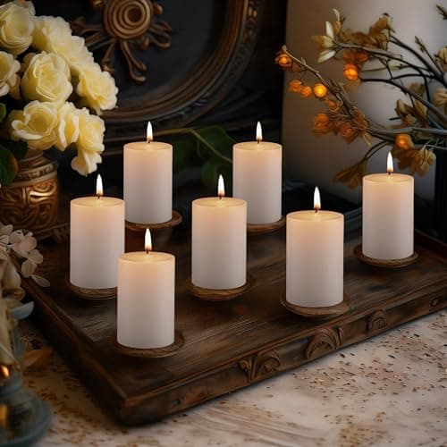 Housecret 50 Pack 2 x 3 White Pillar Candles - Hand Poured Gifts for Weddings, Birthdays, and Holidays