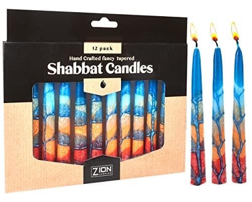 Zion Judaica Artistic Shabbat Candles, 5.5 Inch, 12-Pack, Home Décor