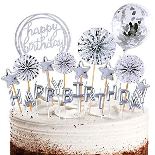 BEAN LIEVE Gold Birthday Candles Confetti Balloon Stars & Cupcake Toppers 12PCS Celebration Decor