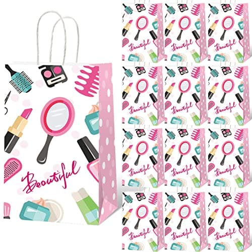 12pcs Spa Theme Gift Bags for Birthday Party Supplies Cosmetics Treats for Kids Girl