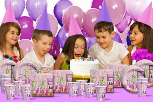 Girls Spa Sleepover Kit for 16 - Tableware Set Includes Plates, Napkins & Cups