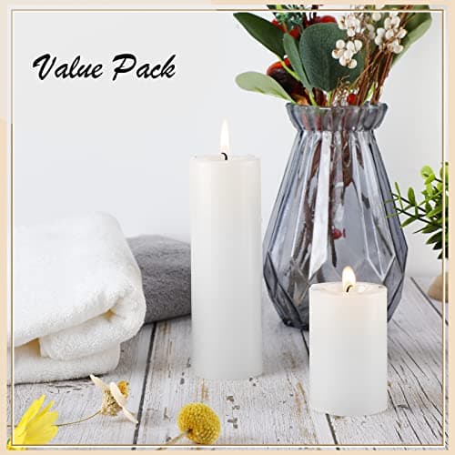 Lounsweer 12-Piece Unscented Pillar Candles for Wedding, Holiday, and Home Decor