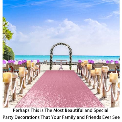 Pink Gold Sequin Aisle Runner for Wedding or Party (2ft x 15ft)