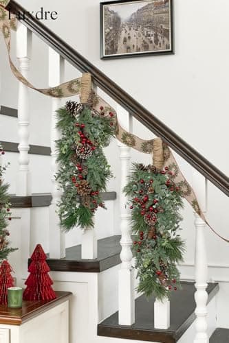 23 Inch Artificial Christmas Teardrop Swag with Pine Needles and Berries