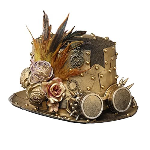 COSDREAMER Unisex Steampunk Gothic Punk Magician Hat with Feather