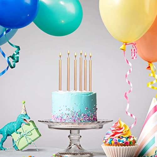 24-Piece Metallic Champagne Gold Birthday Candles for Cakes and Cupcakes