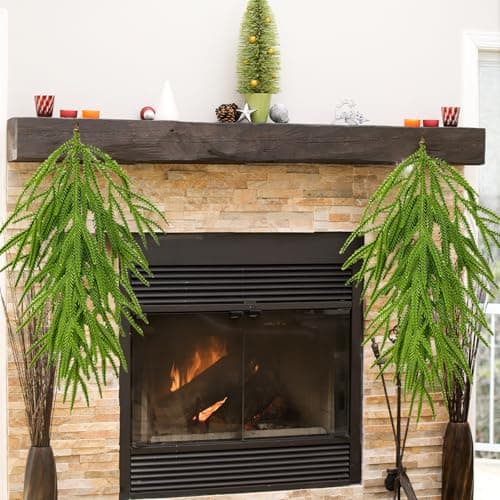 2 Pcs Norfolk Greenery Teardrop Swag, 26 Inch Pine Needles Holiday Decor