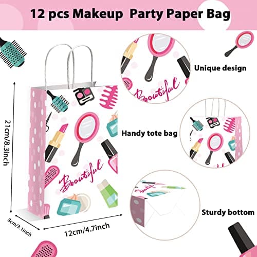 12pcs Spa Theme Gift Bags for Birthday Party Supplies Cosmetics Treats for Kids Girl
