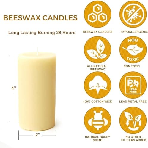White Beeswax Pillar Candles 2x4inch Home Decor Clearance