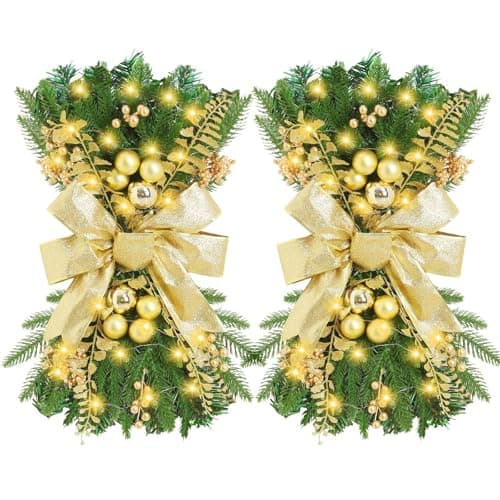4 Pack Red Teardrop Christmas Wreath Decorations for Front Door (4PCS)