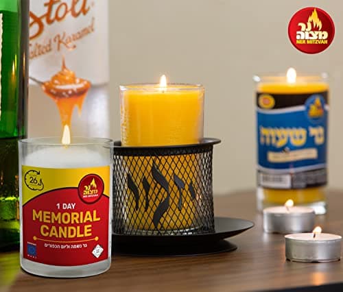 6 Pack 24 Hour Kosher Ner Mitzvah Yahrtzeit Memorial Candle Glass Jar
