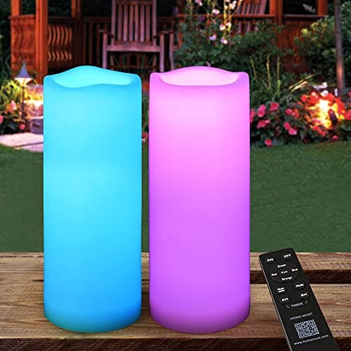 2-Pack White 3x6 LED Pillar Candles - Outdoor IP65 Waterproof Timer & Remote Operated